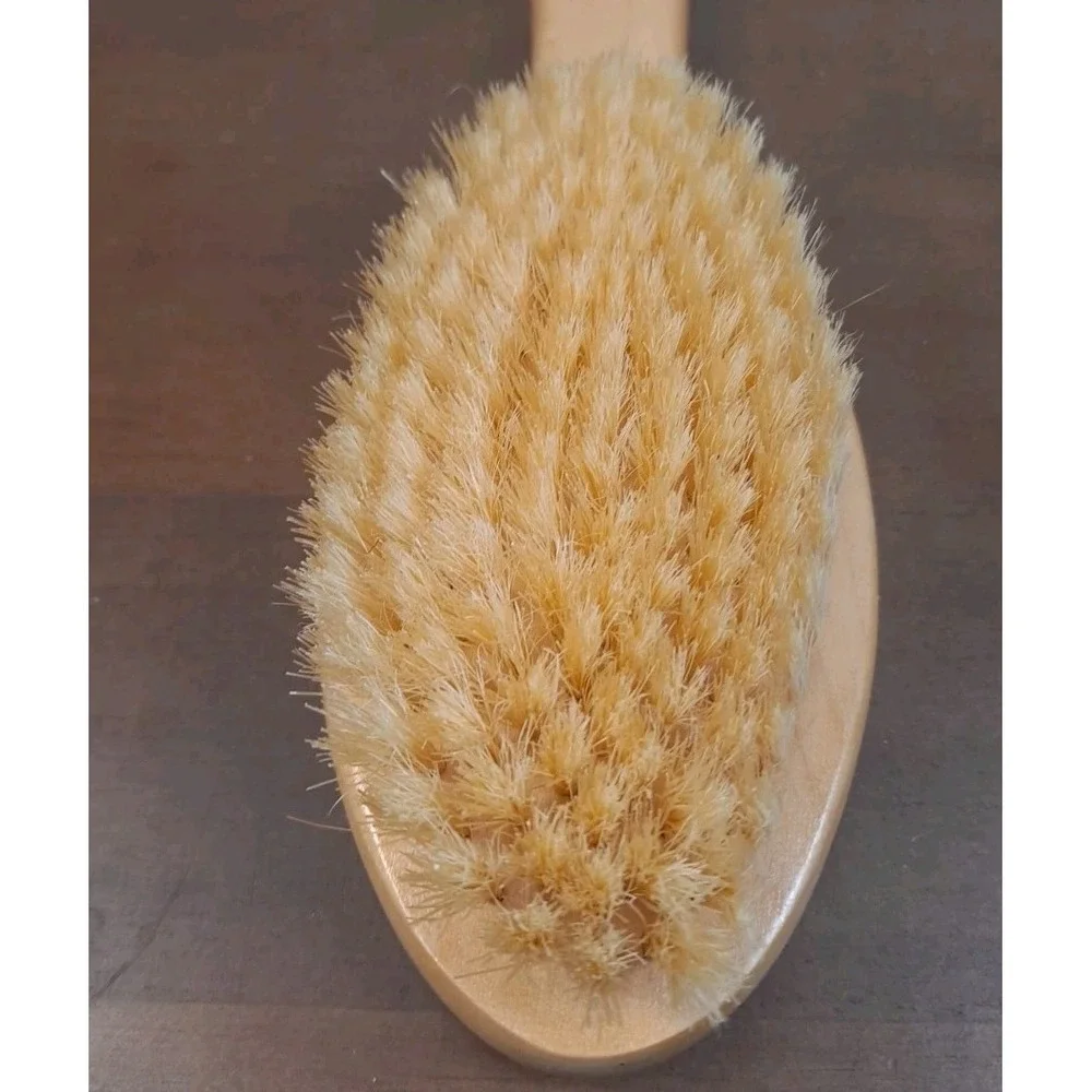 The Healing Garden Wooden Natural Bristle Body Brush for Dry or Wet Brushing 9in